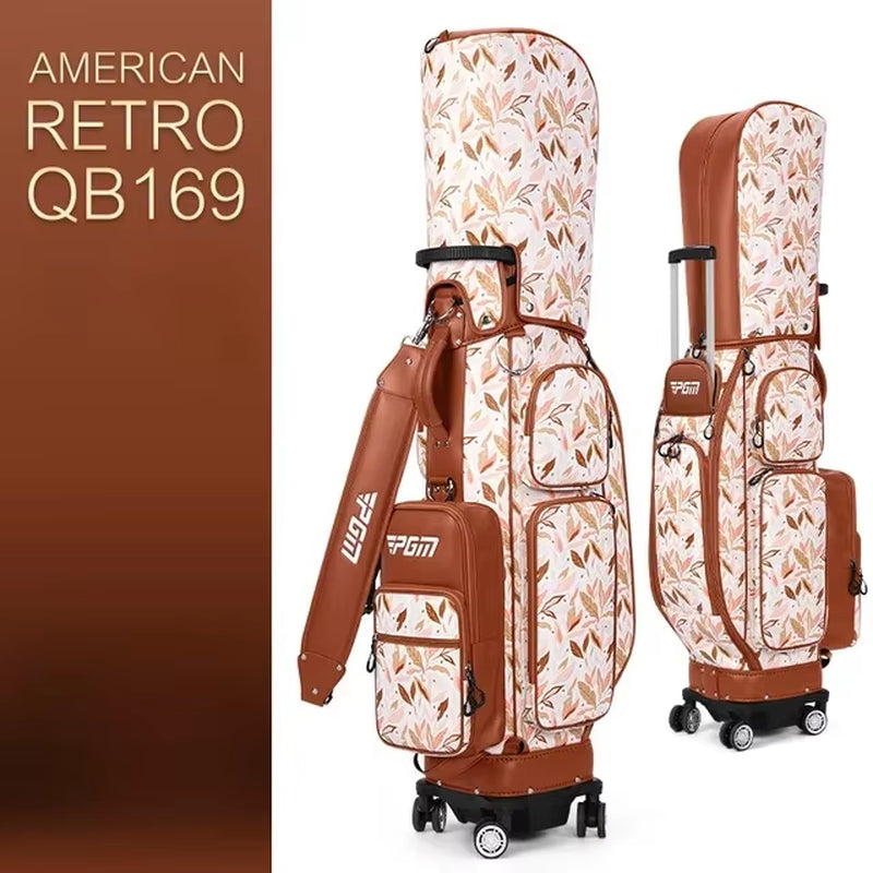 4 Wheel 360 Degree Rotating Waterproof Golf Bags Quality Women'S Vintage Pull Rod Golf Bag QB169