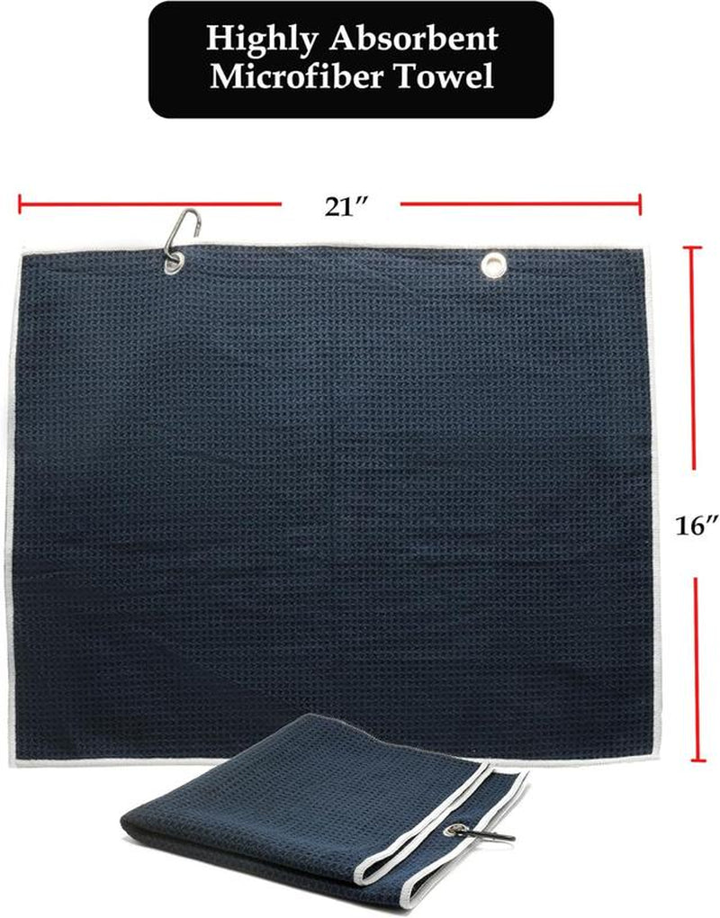 Golf Essentials Kit | Must Have Golf Accessories - Golf Water Brush, Golf Towel, Golf Club Brush, Golf Ball Marker, Divot Repair Tool, Golf Ball & Golf Tee Holder, Golf Gifts for Men