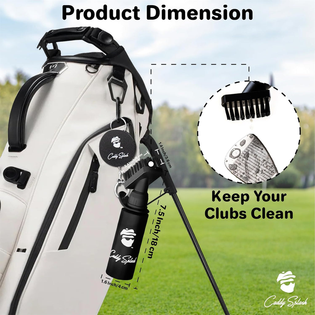 Golf Club Brush Cleaner with Water - Heavy Duty Retractable Clip- Squeeze Bottle for Easy Cleaning with Nylon Bristles- Holds 4 Oz Water - Golf Accessories for Men- USA Company