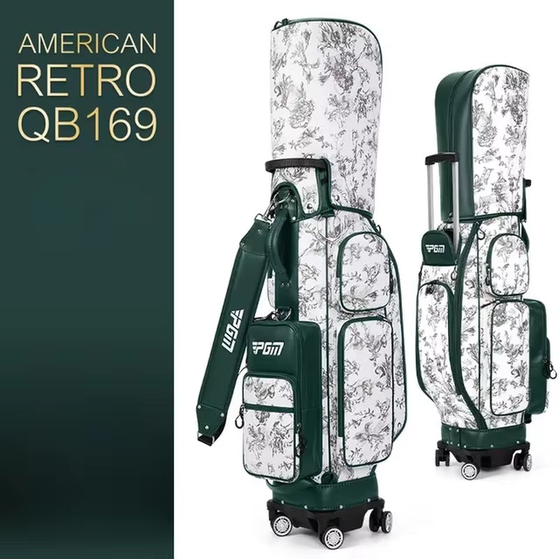 4 Wheel 360 Degree Rotating Waterproof Golf Bags Quality Women'S Vintage Pull Rod Golf Bag QB169